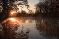 Foggy River Sunrise Royalty Free Stock Photo