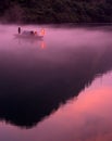 Foggy river in sunrise