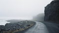 Foggy Road Along The Cliff: A Captivating Icelandic Landscape