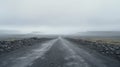 Foggy Road In Iceland: Flattened Perspective And Romantic Scenery