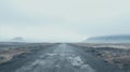 Foggy Road In Iceland: Post-apocalyptic Land Art Photography