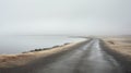 Foggy Road Leading To The Shore: Chromatic Minimalism Landscape Photography