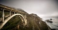 Foggy Rocky Creek Bridge, Big Sur, California, USA Royalty Free Stock Photo