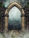 Garden arch with blooming flowers Royalty Free Stock Photo