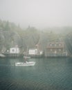 Foggy scene at Quidi Vidi Harbor, St. Johns, Newfoundland and Labrador, Canada