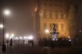 Foggy scenery of the Long Lane street in the main town of Gdansk. Poland