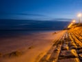 Foggy pier at night Royalty Free Stock Photo