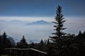 Foggy Sky Over Blue Ridge Mountains in North Carolina Royalty Free Stock Photo