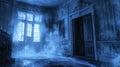 A Foggy and Spooky Hallway in a Haunted Mansion Royalty Free Stock Photo