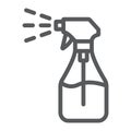 Foggy spray line icon, liquid and fluid, spray bottle sign, vector graphics, a linear pattern on a white background.