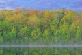 Foggy Spring Dawn Long Lake Reflections Royalty Free Stock Photo