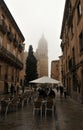 Foggy street in Salamanca