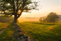 Foggy sunrise on East Cemetery Hill at Gettysburg National Military Park in Gettysburg, PA, USA Royalty Free Stock Photo