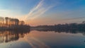 Foggy sunrise over lake Royalty Free Stock Photo