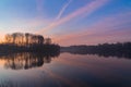 Foggy sunrise over lake Royalty Free Stock Photo