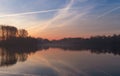 Foggy sunrise over lake Royalty Free Stock Photo