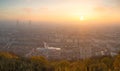 Foggy sunrise over Lyon. Royalty Free Stock Photo