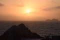 Foggy Sunset Over The Pacific Ocean off the California Coast Royalty Free Stock Photo