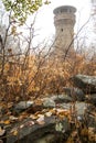 Foggy Tower Hidden in the Autumn forest