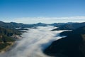 Foggy Valley in Marlborough Sounds, New Zealand Royalty Free Stock Photo