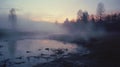 Foggy Scenery With Evening Glow: A Photorealistic 35mm Lens Shot In Kodak Film4k