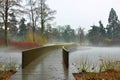 Foggy view of frozen lake in Kew Gardens