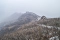 Foggy view in winter weather at The Great Wall Royalty Free Stock Photo
