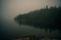 Foggy wawa lake in Northern Ontario near Wawa, Canada Royalty Free Stock Photo