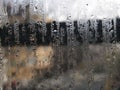 Foggy window. Closeup shot of a steamy window with water drops Royalty Free Stock Photo