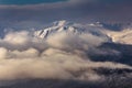 Foggy winter landscape in the mountains.Picturesque and gorgeous wintry scene. Royalty Free Stock Photo