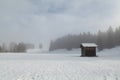 Foggy winter morning on Bavarian countryside