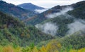 Fogs and mists and autumn colors in the forests of the Alto de Arano, Navarre Royalty Free Stock Photo
