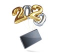 Foil balloon, gift smartphone in the New Year 2020 on a white background 3D illustration, 3D rendering