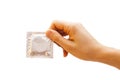 Foil condom pack in female hand