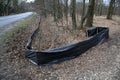 Foil that creates a fence and directs the frog to pass under the road Royalty Free Stock Photo