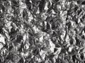 Foil silver crumpled metal aluminum texture background surface decoration backdrop design photo hi-resolution Royalty Free Stock Photo