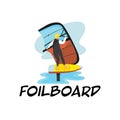 Foilboard logo design template. Hydrofoil board sign design