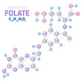 Folate or Vitamin B9 Molecule Structure Illustration