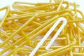 Fold-able joint of white milk plastic straw (Selective focus) wi