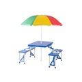 Fold able and portable picnic table with sunshade