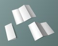 Fold leaflet mockup. Blank trifold paper template