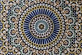 24-fold star pattern in traditional islamic geometric design from the interior of Kasbah Telouet, Morocco
