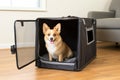 foldable dog crate for travel, shown open Royalty Free Stock Photo