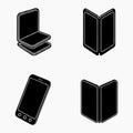 Foldable smartphone fold screen solid icons pack Royalty Free Stock Photo