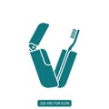 Foldable travel toothbrush case minimal 2D flat vector icon Royalty Free Stock Photo