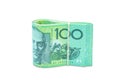 Folded of Australian banknotes isolated on white background with clipping path. I Royalty Free Stock Photo