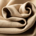 Folded beige fabric with a textured surface. The fabric appears soft and delicate, Royalty Free Stock Photo