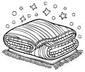 Folded Blanket with Stars and Bubbles Coloring Page Art Royalty Free Stock Photo