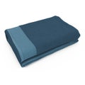 Folded blue bath towel isolated on white. 3D illustration, clipping path