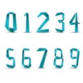 Folded blue design paper numbers template